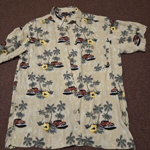 Knightsbridge Hawaiian Shirt Vintage Toopical Print Palm Size Medium